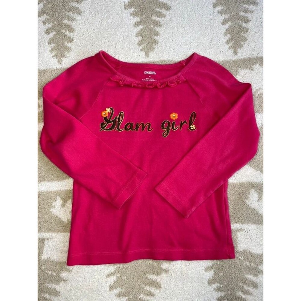 Gymboree Glam Girl Pink Graphic T-Shirt Girls Size 4 Y2K